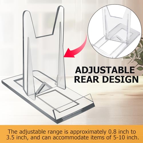 Biaungdo 6 Pcs Acrylic Book Display Stand, Adjustable Clear Display Holder Easel Collector Stand, Compact Desktop Stand for Photos, Postcard, Magazine, Artworks