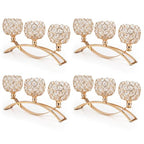 4Set Gold Crystal Candle Holders Decorative Candelabra for Wedding Centerpiece,Metal 3 Arms Candlesticks Holder Stand for Dining Table Living Room Home Decor, Party, Anniversary,Halloween,Christmas - size: 4 Pieces 5.5" tall