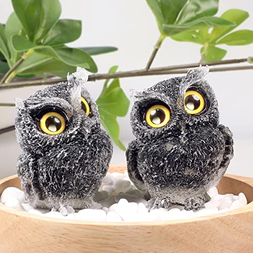 mookaitedecor Black Obsidian Owl Statue Sculpture Stone, Carved Animals Night Owl Figurine Crystal Ornament for Desktop Office Home Decor - color: Black, size: 2.36 inch