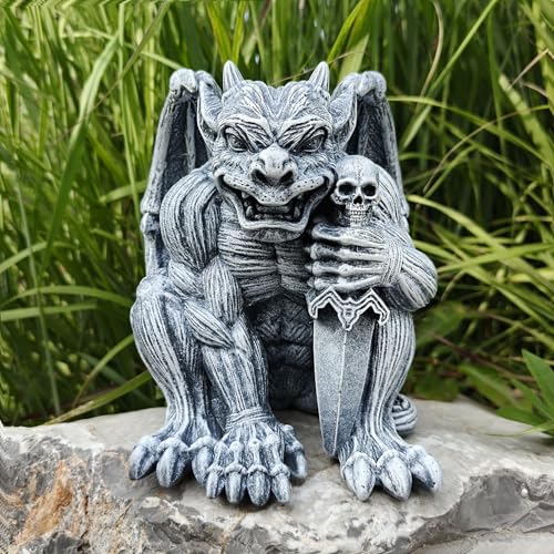Gargoyle Sculpture Figurine,Gothic Stone Decor Statue,Indoor Patio Yard Lawn Porch Decor, Gothic Sculpture Ornament