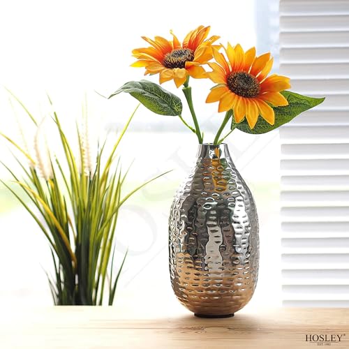 Hosley's 8.75" High Silver Finish Hammered Metal Vase. Ideal Gift for Floral Arrangements Weddings, Special Events, Aromatherapy,Spa, Reiki, Meditation O4 - color: Silver 5