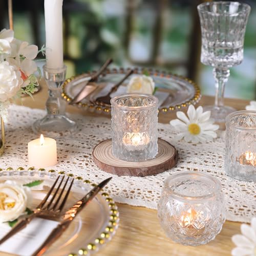 DARJEN Clear Votive Candle Holders Set of 36- Round Glass Candle Holders Bulk for Tea Light Candle, Embossed Candle Votives for Wedding Centerpiece, Various Parties & Home Decor - color: Clear, size: 36 Pcs