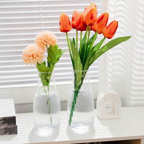 Mumufy 24 Pcs Plastic Bud Vases in Bulk Small Clear Flowers Vases for Centerpieces Wedding Decorations Home Banquet Formal Dinners Party Table Decor (3.54 x 7.87 Inch) - size: 3.54 x 7.87 Inch