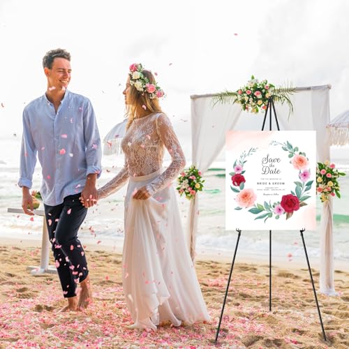 Easel Stand for Sign, 63" Portable Easels Stand for Display, Lightweight Adjustable Tripod Art Easel Stand for Wedding Sign, Black Metal Painting Easel with Portable Bags (2 Pack)