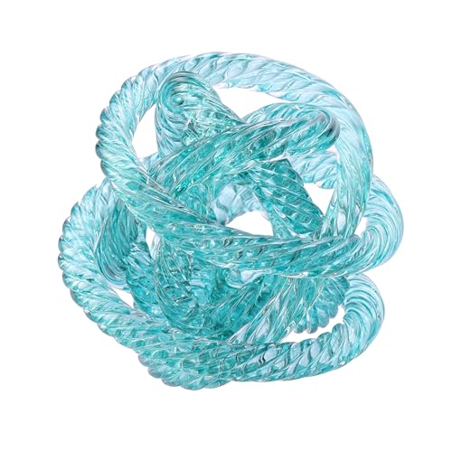 Glass Knot Teal Orbit Ball - 5 Inch Hand Blown Infinity Sculpture Decor Glass Orbit Home Decor Table Decoration Interio Art - color: Teal, size: 5" Diameter