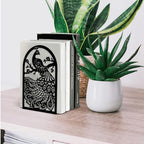 Peacoblue Metal Bookends for Shelves, Modern Decorative Heavy Duty Study Book Support Stoppers for Office, Desk, Shelf, Room 5.3"x4.3"x7.9" Cast Iron Simple Tall Bookends, 1 Pair (Peacock) - style: Peacock