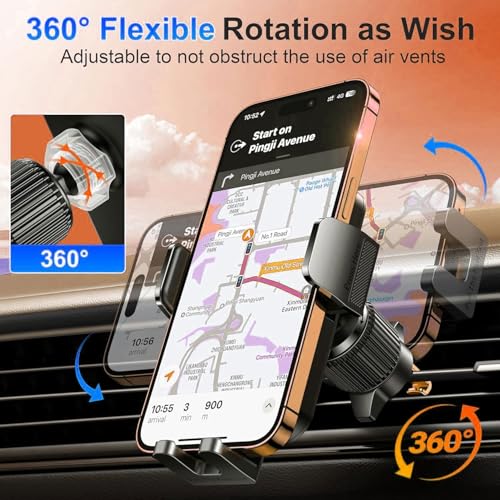 Qifutan Cell Phone Holder [Never Fall Upgrade Clip] Phone Holder Car Automobile Air Vent Hands Free for Car Fit Car Phone Holder Mount for All for iPhone Android Smartphone - style: Vent-A