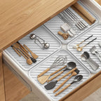Silicone Organizer Tray for Kitchen Sink and Bathroom, Dishwasher Tray, Versatile Bathroom and Drawer Organizer Trays, Non-Slip Countertop (White) - color: White