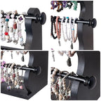 4 Tier Wooden Bracelet Holder, Bangle Watch Necklace Display Storage Antique Bracelet Display Stand Jewelry Holder Stand for Store, Showcase and Home Storage Black 4 Tier Wooden Bracelet Holder - style: 4 Tier Standing-Black