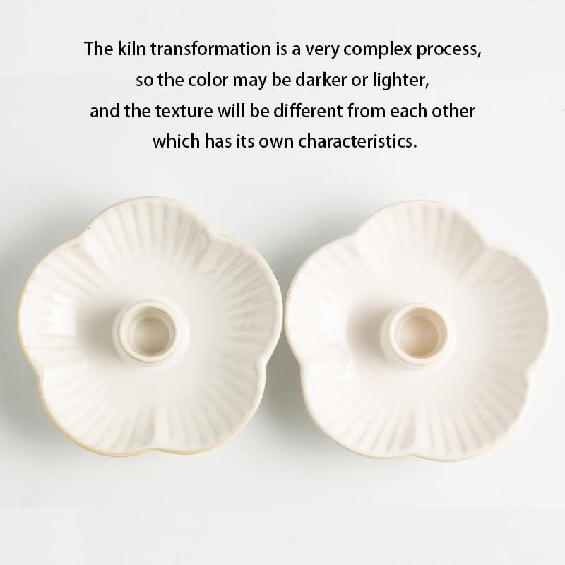 Ceramic Candlestick Holder， Candle Holder for Taper Candles,Incense, Santo Palo, Halloween Christmas Wedding Parties, Dining Room Home Decoration Display - White - color: White