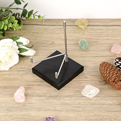 Hipiwe Adjustable Stainless Steel Arm Display Stand Easel with Wooden Base Rocks Crystal Display Easel Holder for Mineral Agate Gemstones Fossils Coral Geodes Plate and Photo, 3.1"x3.1"x4.9" - size: Large