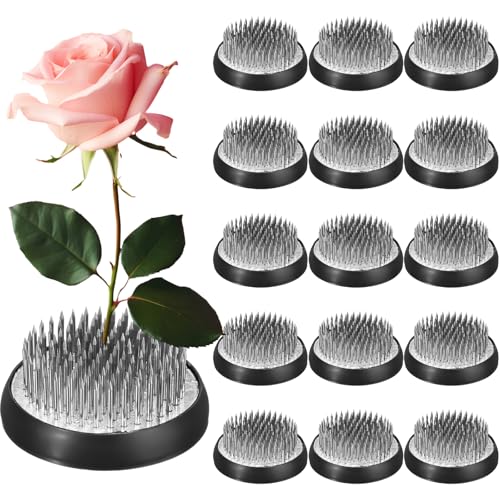 Sliner 16 Pieces Floral Frogs Round Flower Holder Japanese Ikebana Vase Kenzan Flower Arranger Floral Fixed Tools Pin for Arrangement Home DIY Craft(Silver,1.57 Inch) - color: Silver, size: 1.57 Inch