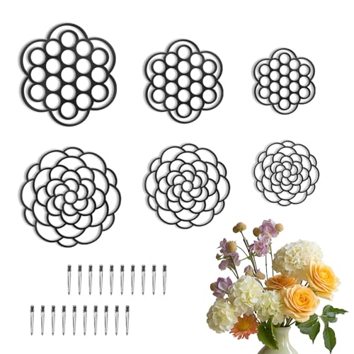 OYEFLY 6Pcs Flower Arrangement Holder,Metal Floral Grid Used for Vase Flower Arrangement Art (Black4in5in6in6) - color: Black4in5in6in6