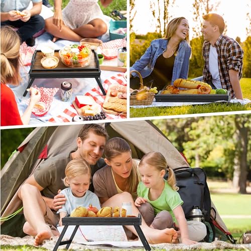 2 Pack Breakfast in Bed Tray for Eating, 16.92 x 12.6 Inch Bed Table Tray with Folding Legs & Handles, Bamboo Food Lap Trays Fits for Adult Kids Eating/TV/Surgery Recovery by Easoger. Set of 2 - color: 2-black 2 Pack