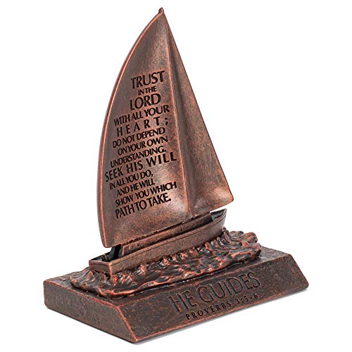 Lighthouse Christian Products He Guides Bronzelike Finish 4.5 x 5.25 Cast Stone Mounted Sculpture