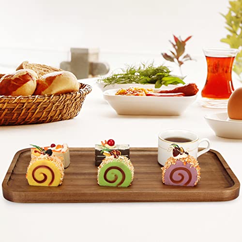 16" x 8" Large Wooden Serving Tray for Decor Party Charcuterie Boards Rectangular Acacia Wood Dessert Platters Rectangle Cake Dessert Plates Food Cheese Platter Board Snack Kitchen Dishes Tray - size: 16" x 8"