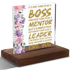 Boss Mentor Leader Appreciation Gift Plaque, Inspirational Floral Office Decor for Female Managers, 4x4 Inch Thank You Mini Sign for Women in Leadership, XXD165 - style: Boss Mentor