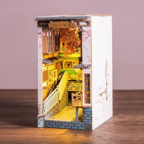 Rolife DIY Book Nook Kit Sakura Densya, DIY Miniature Booknook Kit Creative Decorative Bookend Bookshelf Insert 3D Puzzles for Adults, Halloween/Christmas Decorations/Gifts for Adults (Sakura Densya) - color: TGB - Sakura Densya