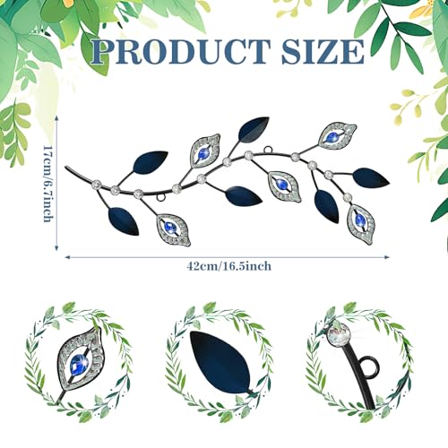 Cityelf 3 Set Crystal Leaf Wall Art Sculpture Iron Tree Leaves Branch Hanging Wall Décor Jeweled Bling Home Deor Acrylic Diamond Accent … - color: navy leaves set 3