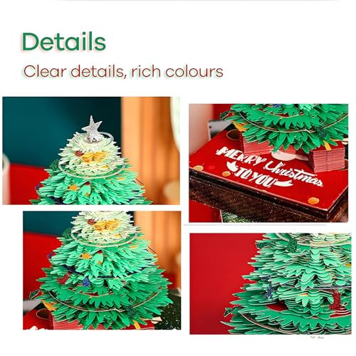 3D Creative Time Piece Calendar 2026 Desk Daily Calendar Decoration with Acrylic Case, Paper Sculpture Non-stick Notes, Paper Carving Art Craft Chirstmas Gift (Christmas Tree) - color: Christmas Tree