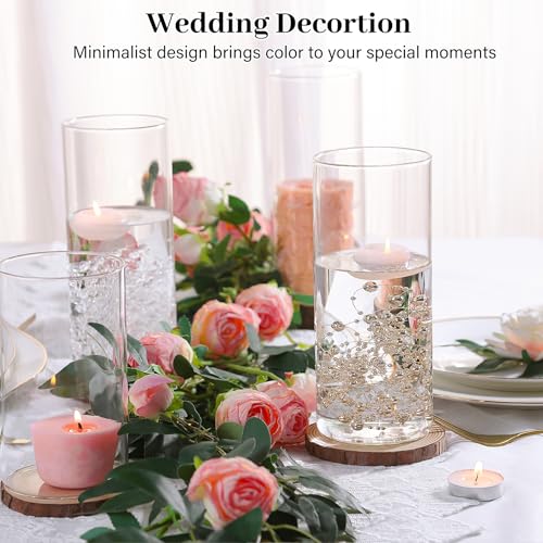 UPBUD 12pcs Glass Cylinder Vases for Centerpieces | 8 Inch Clear Flower Vase for Wedding Decorations, Floating Candle vases for Dinner Table, Bridal Shower, Office Home Décor - color: 8 Inch