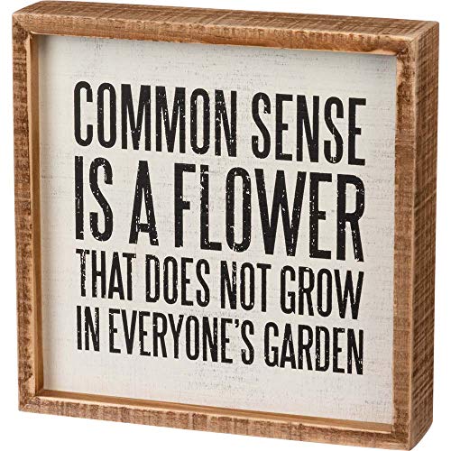 Primitives by Kathy Rustic Farmhouse Decor - Inspirational Wall Art, Wooden Table/Shelf Decor, Boho Kitchen Accessories 5”x7” - style: Common Sense