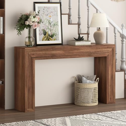 Rresyet 55 Inch Long Console Table, Sofa Table Behind Sofa, Wooden Entryway Table, Farmhouse Entryway Table for Entry, Hallway, Living Room (Wood) - color: Wood