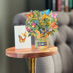 Freshcut Paper Pop Up Cards, Mini Buttercups & Butterflies, 6 Inch Life Sized Forever Flower Bouquet 3D Popup Greeting Card, Birthday Cards, Thank You Card, Blank Notecard & Envelope - color: Butterflies & Buttercups, size: Mini