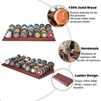 LIUYALO Challenge Coin Display, 6 Row Military Coin Holder Display Rack, Solid Wood Coin Rack Stand Holds 42 Coins with Deep Anti-Slip Grooves, Collector Display for Desk or Shelf - color: bronze