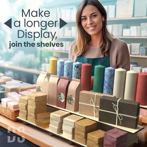 Straight Natural Wooden Tiered Display Stand, Portable Products Display Shelf, Jewelry Display, Card Display Rack, Display Risers, Altar Shelf, Display Stand for Vendor Events, Retail, Craft Shows - color: Natural