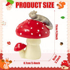 Squirrel Mushroom Resin Statue - Cute Squirrel Mushroom Statue for Desk Living Room Resin Figurine for Home Patio Office Decoration Cute Plant Statues for Tabletop Garden Backyard Decoration - style: Squirrel