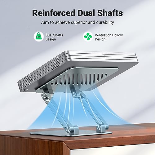 UGREEN Tablet Stand Holder for Desk Dual Rod Support Aluminum Tablet Holder Adjustable Multi-Angle Home Office Accessories Compatible with iPad Pro 13 12 11 10.5 Air Mini 5 4 3 2 Phone E-Reader Silver - color: Silver