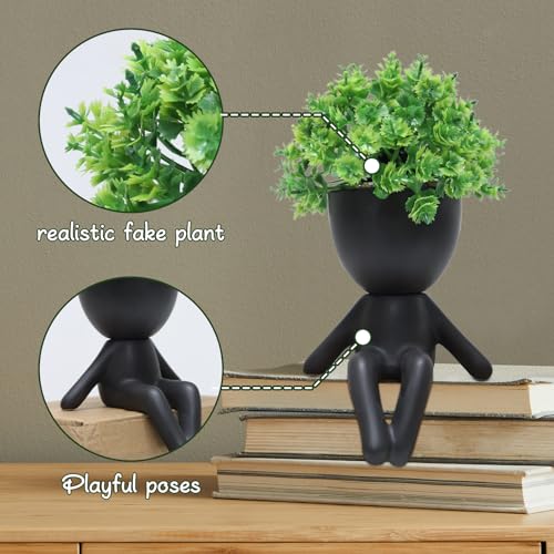 Zerzsy Fake Plants Succulents Office Table Decor Indoor Mini Succulent Plant Cute Artificial Plant Bathroom Decoration Set of 1 - color: Black-b