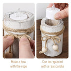 MelonBoat White Pillar Candle Holder:Farmhouse Candle Holders with Battery Operated Candles, Farmhouse Decor with Flameless LED Candles, Wood Centerpieces for Table 3-Pack for Holiday Party Home Decor