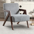 INZOY Mid Century Modern Accent Chair with Wood Frame, Upholstered Reading Armchair with Soft Linen Fabric, Accent Chair for Living Room Bedroom Apartment, Easy Assembly, Blue - color: Chenille Blue