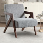 INZOY Mid Century Modern Accent Chair with Wood Frame, Upholstered Reading Armchair with Soft Linen Fabric, Accent Chair for Living Room Bedroom Apartment, Easy Assembly, Blue - color: Chenille Blue