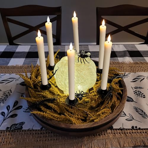 Homemory 2 PCS Flameless Taper Candles with Remote and Timer, 9.6 inch Ivory LED Candle Sticks Battery Operated, Dripless Real Wax Window Candles with 3D Flickering Flame for Fireplace Christmas - style: Farmhouse - Ivory 9.6"