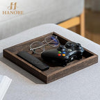 Hanobe Serving Tray Decor for Table: Small Wood Decorative Trays for Ottoman Coffee Tables - Farmhouse Square Wooden Centerpiece for Kitchen Counter Home Living Room 10inch Brown