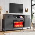 LGHM 70'' Fireplace TV Stand for TVs Up to 80 Inch, Fluted TV Stand with 30" Fireplace & Power Outlets, Farmhouse Entertainment Center with Storage Drawers for Living Room, Black - size: 38''H & Fireplace