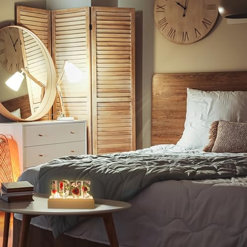 Led Light Display Base - 4pcs Rectangle LED Display Stand with Dimmable Warm Light Lamp, Wood Art Lights Display Pedestal for Crystal Glass Resin Art Home Decor