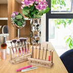 SOUJOY 4 Pack Wood Pen Display Stand, 6-Slot Pen Holder Rack, Eyebrow Pen Stand, Makeup Brush Rack Organizer for School Office Home Store