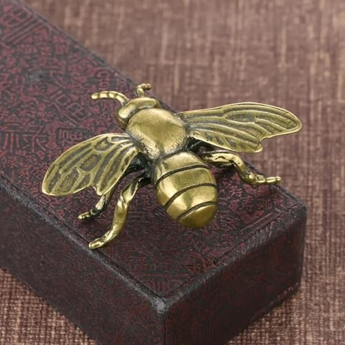 Bee Sculpture - Vintage Gold Desk Ornament Handmade | Antique Finish Desktop Decor for Study & Office