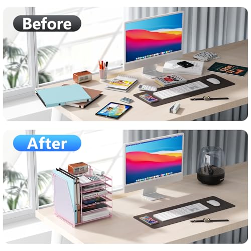 gianotter 6-Tier Paper Organizer With Magazine Holder, Desk Organizers and Accessories, Desk Accessories & Workspace Organizers, File Organizer for Office Supplies Storag (Pink, 6-Tier) - color: Pink, size: 6-Tier