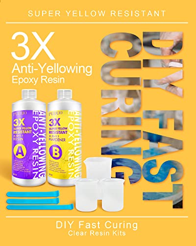 Puduo Resin Epoxy Kit 16OZ, Crystal Clear Epoxy Resin with Super Anti-Yellowing for Art, Jewelry Making, Casting, Silicone molds, Color pigments, Craft Resin epoxy Resin - size: 16OZ