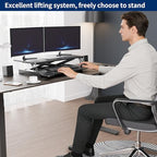 Panana Standing Desk Height Adjustable Sit to Stand Converter Stand Up Desk Tabletop Workstation Dual Monitor Desk Riser for Home Office (37") - size: 37"
