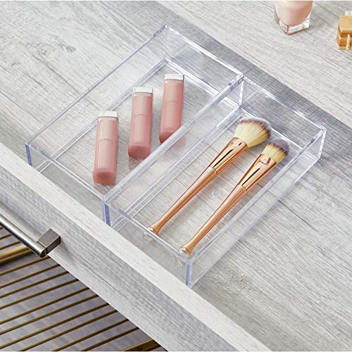 IDesign Decorative Countertop Vanity Tray Organizer for Bathroom, Bedroom, Closet, Entryway, The Clarity Collection – 4” x 8” x 2”, Clear, Small - size: Small