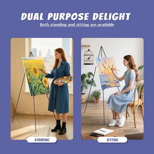 Thicken Display Artist Easel Stands - 63" Instant Tripod Collapsible Portable Floor Easels - Easy Folding Adjustable Art Poster Metal Stands for Display Show, Wedding, Painting - Black 6 Pack - style: 6pack