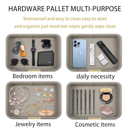 Leather Jewelry Tray Desktop Storage,Luxury Perfume Tray Nightstand Organizer Entryway Decorative Tray,for Jewelry Watch Cosmetics Keys Phone Wallet Home & Office Accessories,Gray - color: Gray