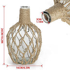MDLUU Glass Jug with Twine 10" Tall, Flower Vase with Rope Net, Decorative Bottle Vase for Dining Room, Bedroom, Bathroom, Mantel - style: with twine rope