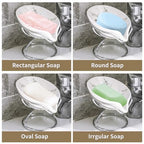 Dobbyby Leaf-Shaped Soap Dish – Premium Ceramic Soap Bar Holder with Self-Drainage System – Bar Soap Holder for Shower, Bathroom Sink, Kitchen – Waterfall Soap Dish with Stainless Steel Stand (SLIVER) - color: Sliver